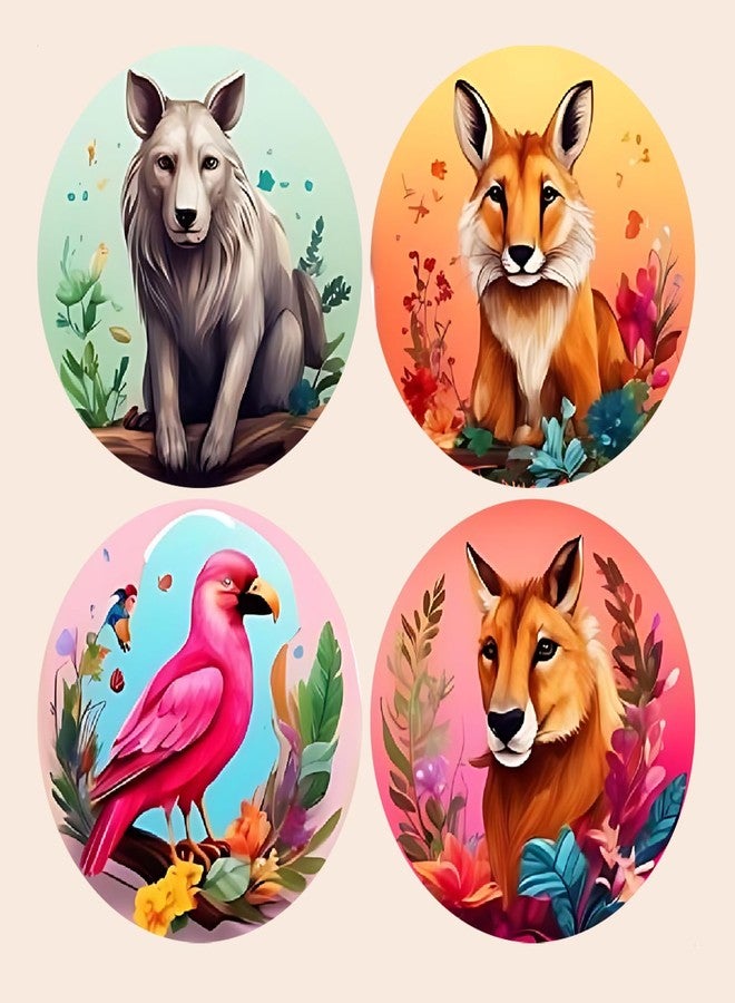 SLGIFT ملصقات فينيل لطيفة بتصميم حيوانات من SLGIFT، ملصقات فينيل ذاتية اللصق، 40 قطعة، ملصقات دائرية 2 × 2 بوصة، 4 تصاميم فريدة، R138 - Image 2